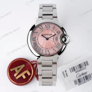 Cartier Ballon Bleu Pembe Kadran Çelik 33mm Super Clone ETA Eta Saat karşıdan görünüm