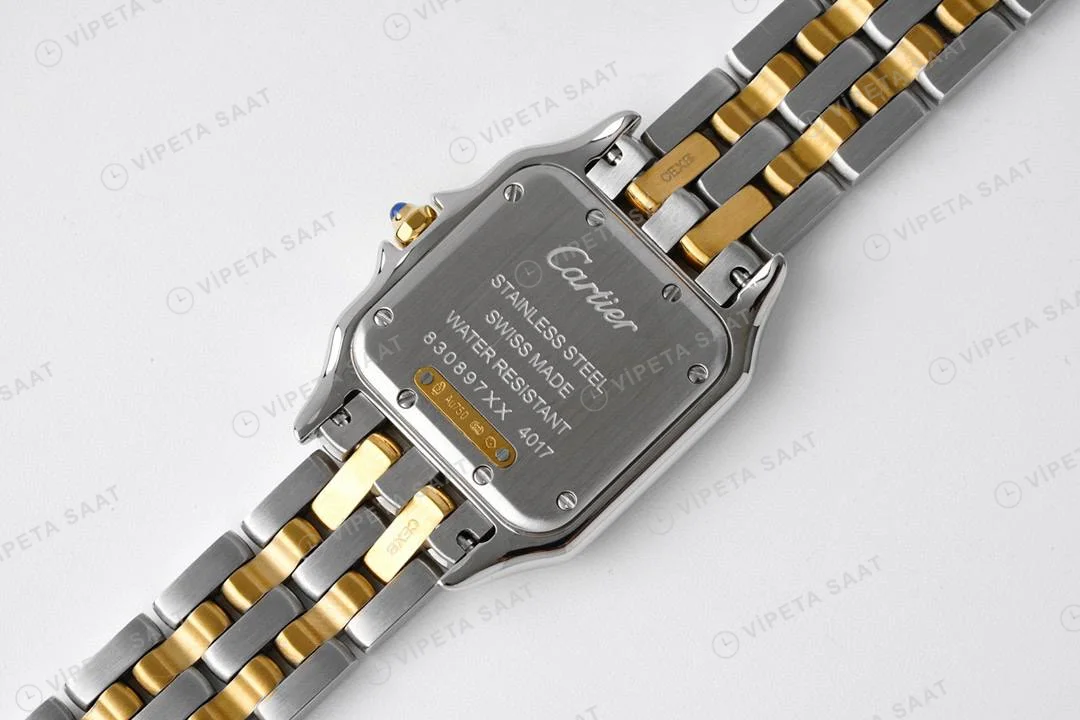 Cartier Panthere 27 mm Gold and Steel Quartz Super Clone ETA Saat detay 5