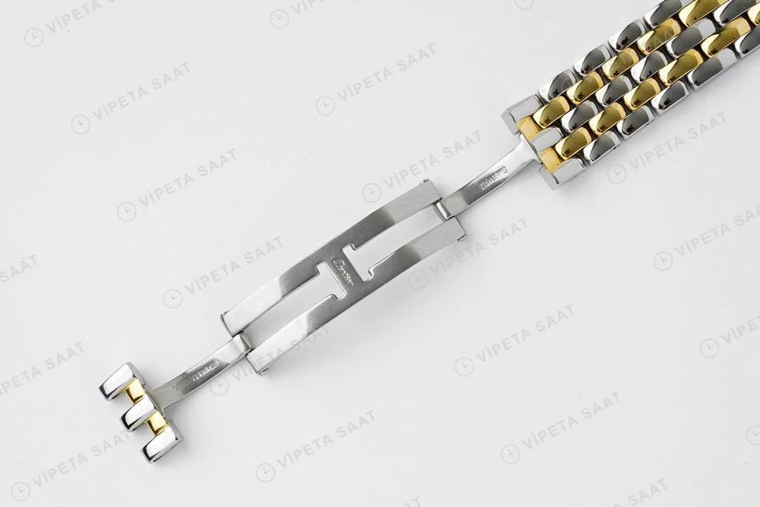 Cartier Panthere 27 mm Gold and Steel Quartz Super Clone ETA Saat detay 7