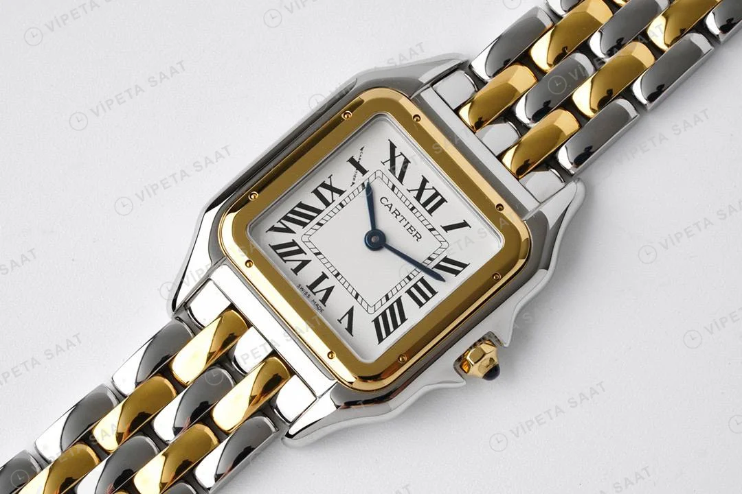 Cartier Panthere 27 mm Gold and Steel Quartz Super Clone ETA Saat detay 9