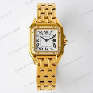 Cartier Panthere 27 mm Yellow Gold Diamond Quartz Super Clone ETA Saat karşıdan görünüm