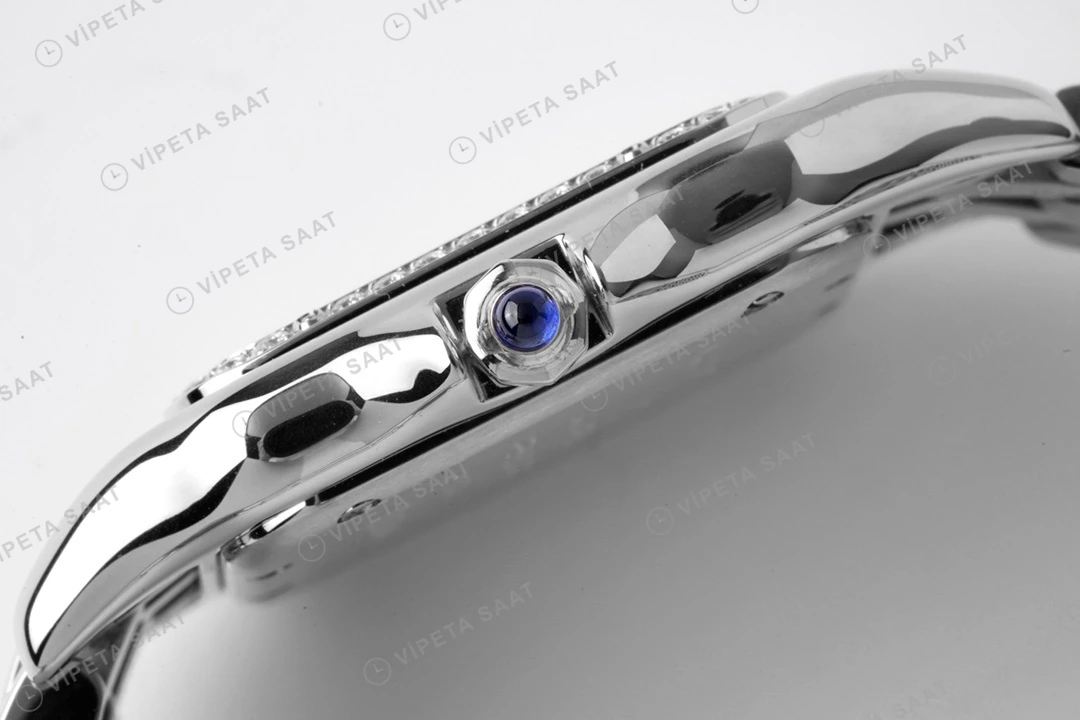 Cartier Panthere Secrete De Ladies Taşlı Çelik Bezel Super Clone ETA Saat detay 9