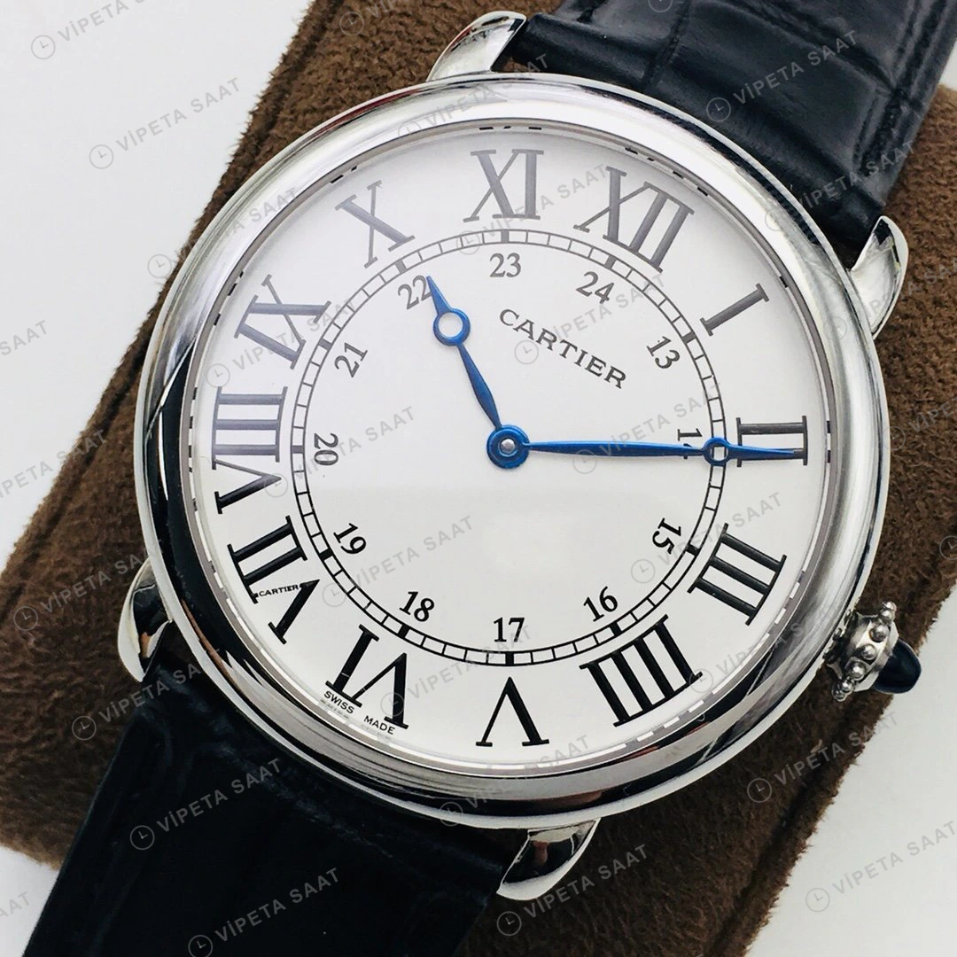Cartier Ronde Solo Beyaz Kadran Çelik Super Clone ETA Eta Saat detay 6
