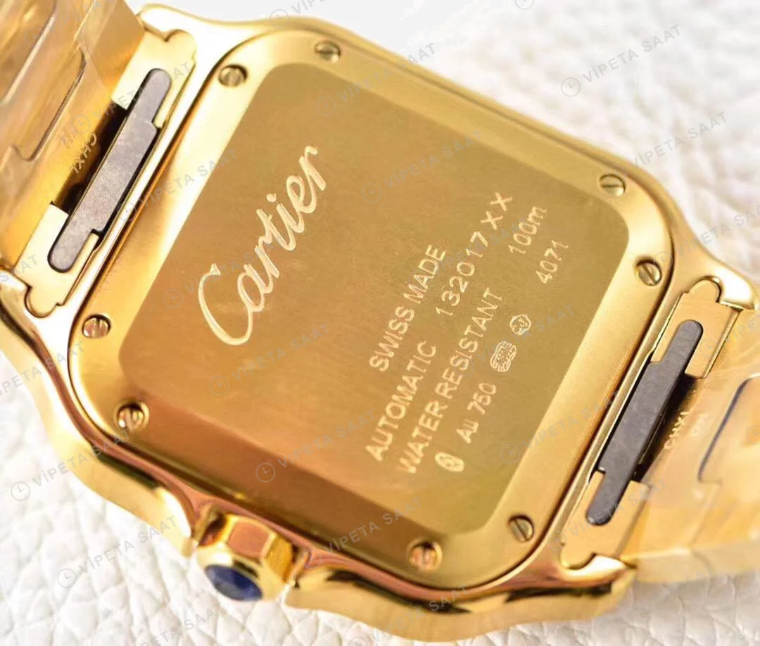 Cartier Santos De Cartier 40 mm Full Gold Kasa Super Clone ETA Saat detay 4