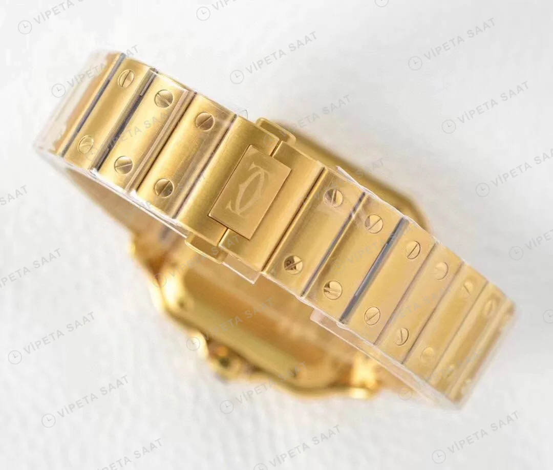 Cartier Santos De Cartier 40 mm Full Gold Kasa Super Clone ETA Saat detay 5