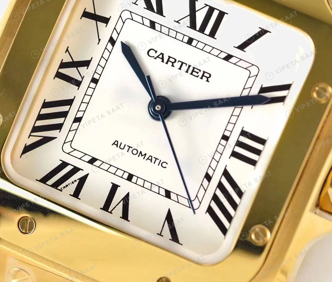 Cartier Santos De Cartier 40 mm Full Gold Kasa Super Clone ETA Saat detay 6