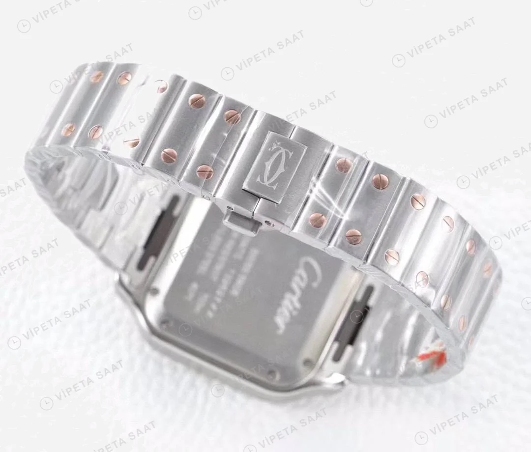 Cartier Santos De Cartier 40 mm Full Rose Gold Kasa Super Clone Super Clone ETA Saat detay 3