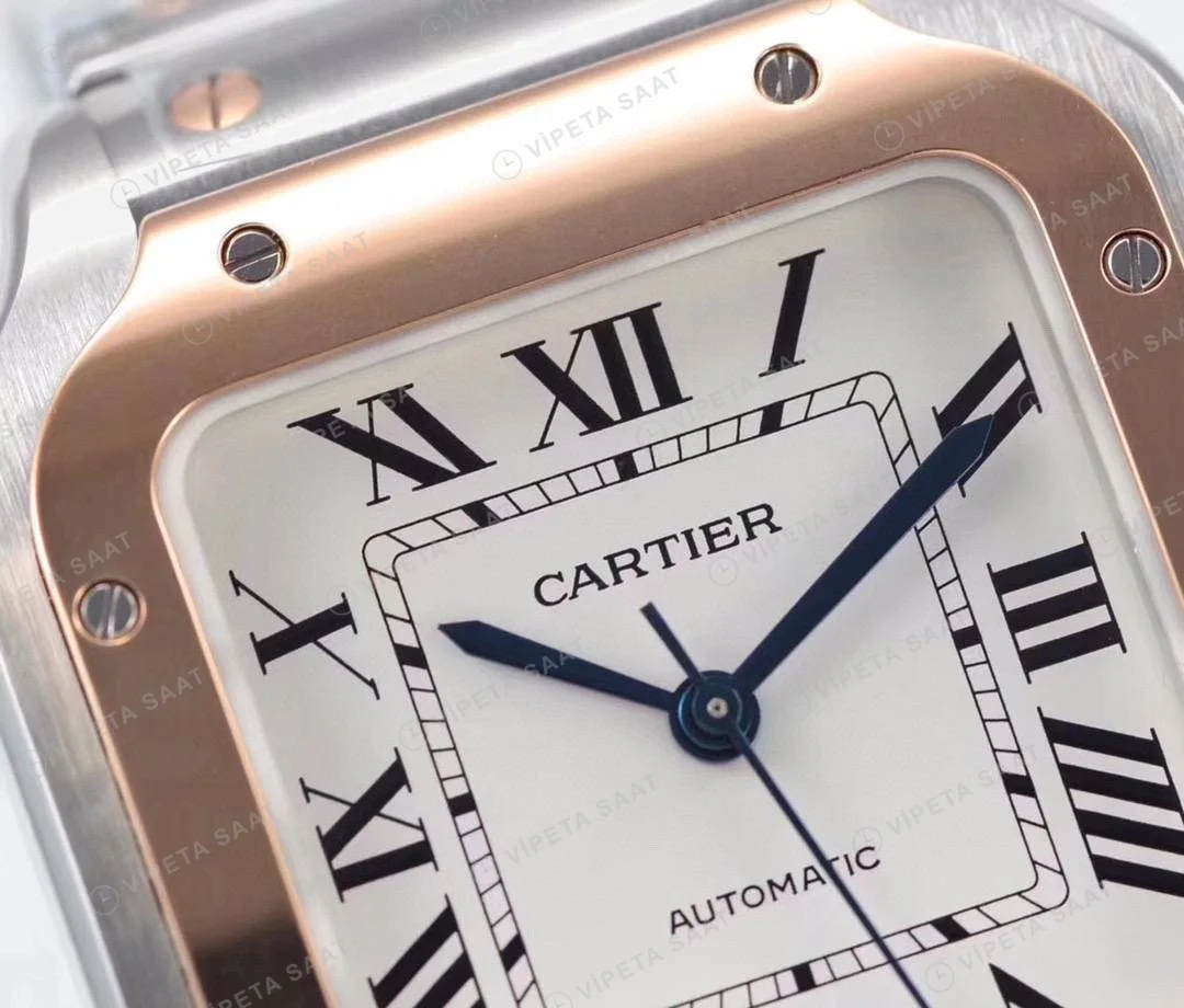 Cartier Santos De Cartier 40 mm Full Rose Gold Kasa Super Clone Super Clone ETA Saat detay 7
