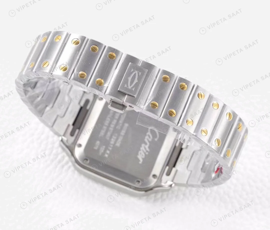 Cartier Santos De Cartier 40 mm Two Tone Kasa Beyaz Kadran Super Clone ETA Saat detay 4