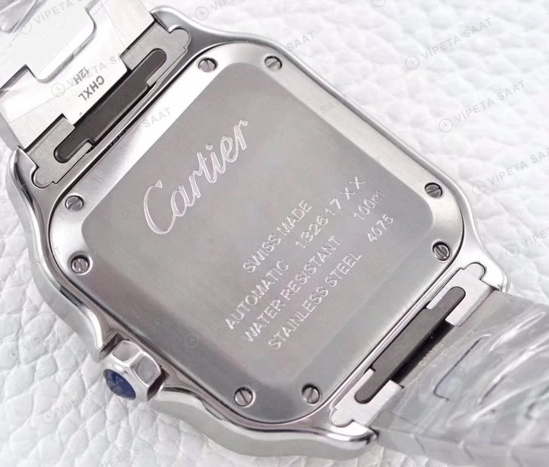 Cartier Santos De Cartier 40 mm Two Tone Kasa Beyaz Kadran Super Clone ETA Saat detay 8