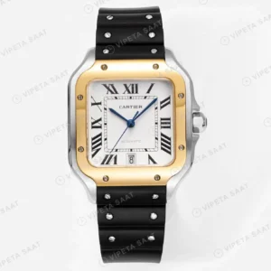 Cartier Santos De Cartier 40 mm Two Tone Silikon Kordon Super Clone ETA Saat detay 3