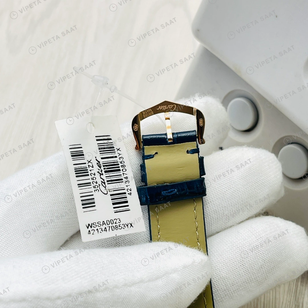 Cartier Santos-Dumont Beyaz Kadran Gold Deri Kordon Super Clone ETA Eta Saat detay 4
