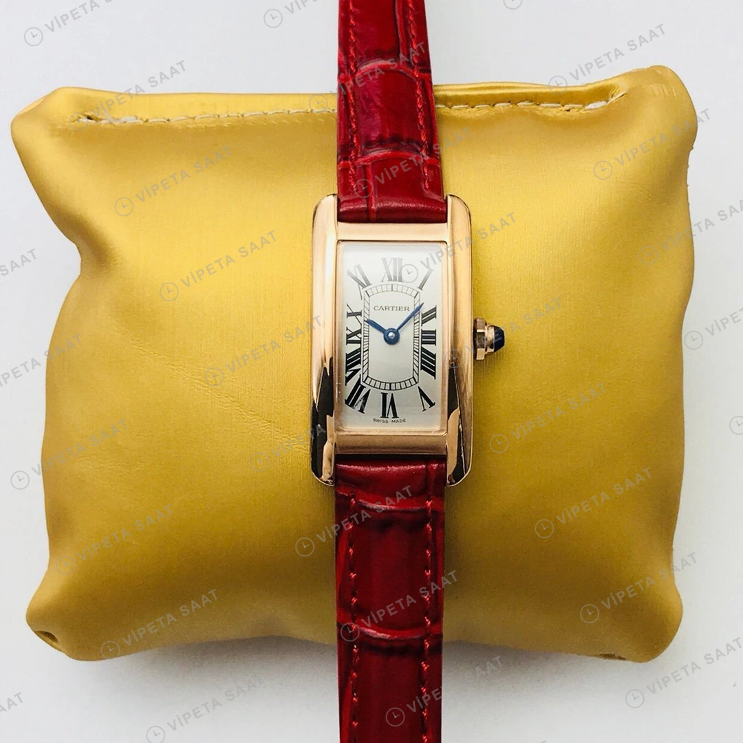 Cartier Tank Americaine Beyaz Kadran Gold Super Clone ETA Eta Saat detay 4