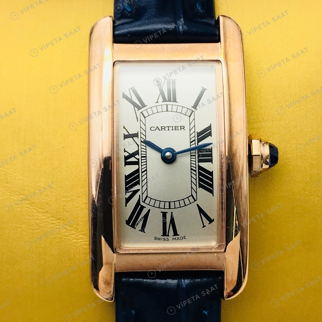 Cartier Tank Americaine Beyaz Kadran Gold Super Clone ETA Eta Saat detay 5