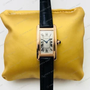 Cartier Tank Americaine Beyaz Kadran Gold Super Clone ETA Eta Saat karşıdan görünüm