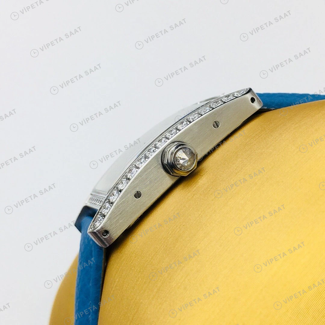 Cartier Tank Americaine Beyaz Kadran Taşlı Çelik Super Clone ETA Eta Saat detay 9