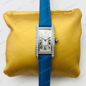 Cartier Tank Americaine Beyaz Kadran Taşlı Çelik Super Clone ETA Eta Saat karşıdan görünüm