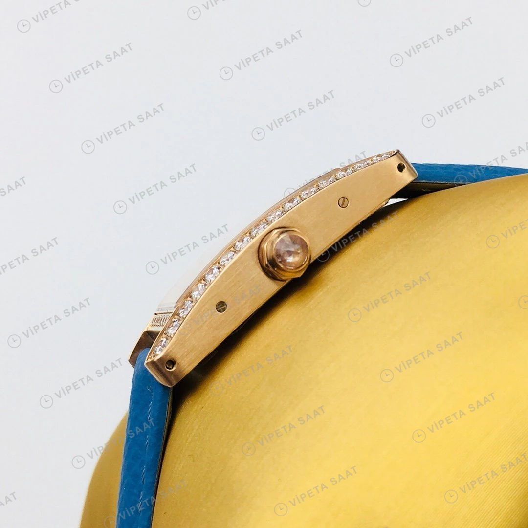 Cartier Tank Americaine Beyaz Kadran Taşlı Gold Super Clone ETA Eta Saat detay 5