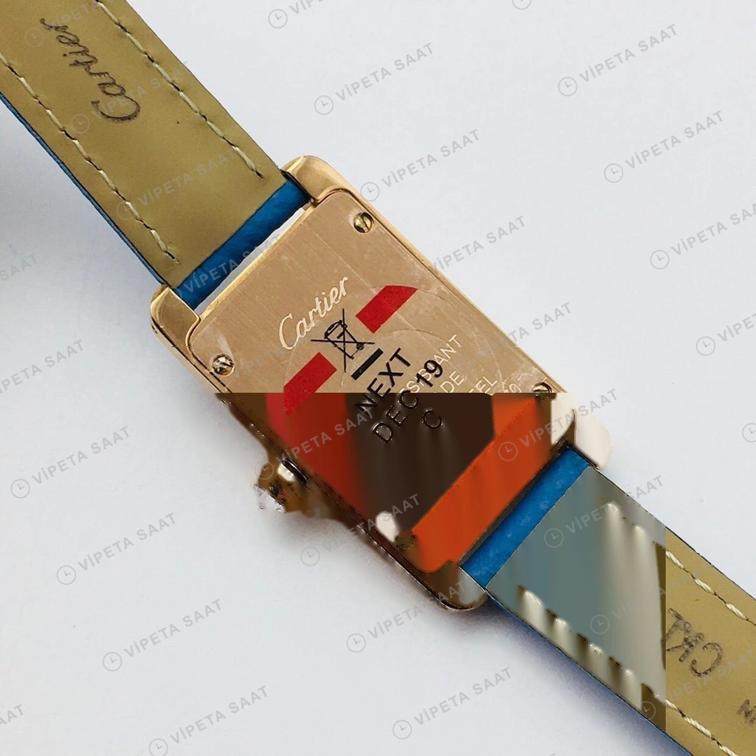 Cartier Tank Americaine Beyaz Kadran Taşlı Gold Super Clone ETA Eta Saat detay 7
