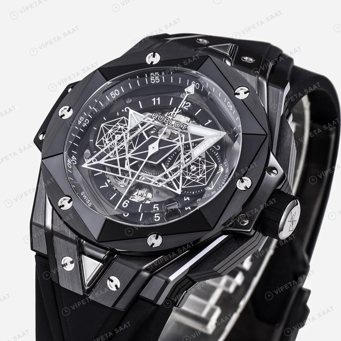 Hublot Big Bang Sang Bleu Black Ceramic 45mm Super Clone ETA Saat detay 4