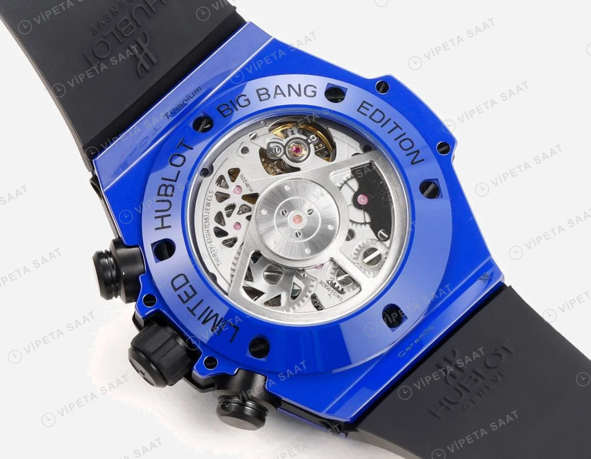 Hublot Big Bang Unico Blue Magic Kauçuk 42mm Super Clone ETA Saat detay 4