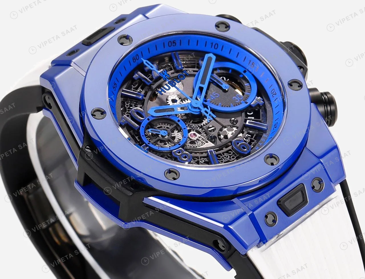 Hublot Big Bang Unico Blue Magic Kauçuk 42mm Super Clone ETA Saat detay 5