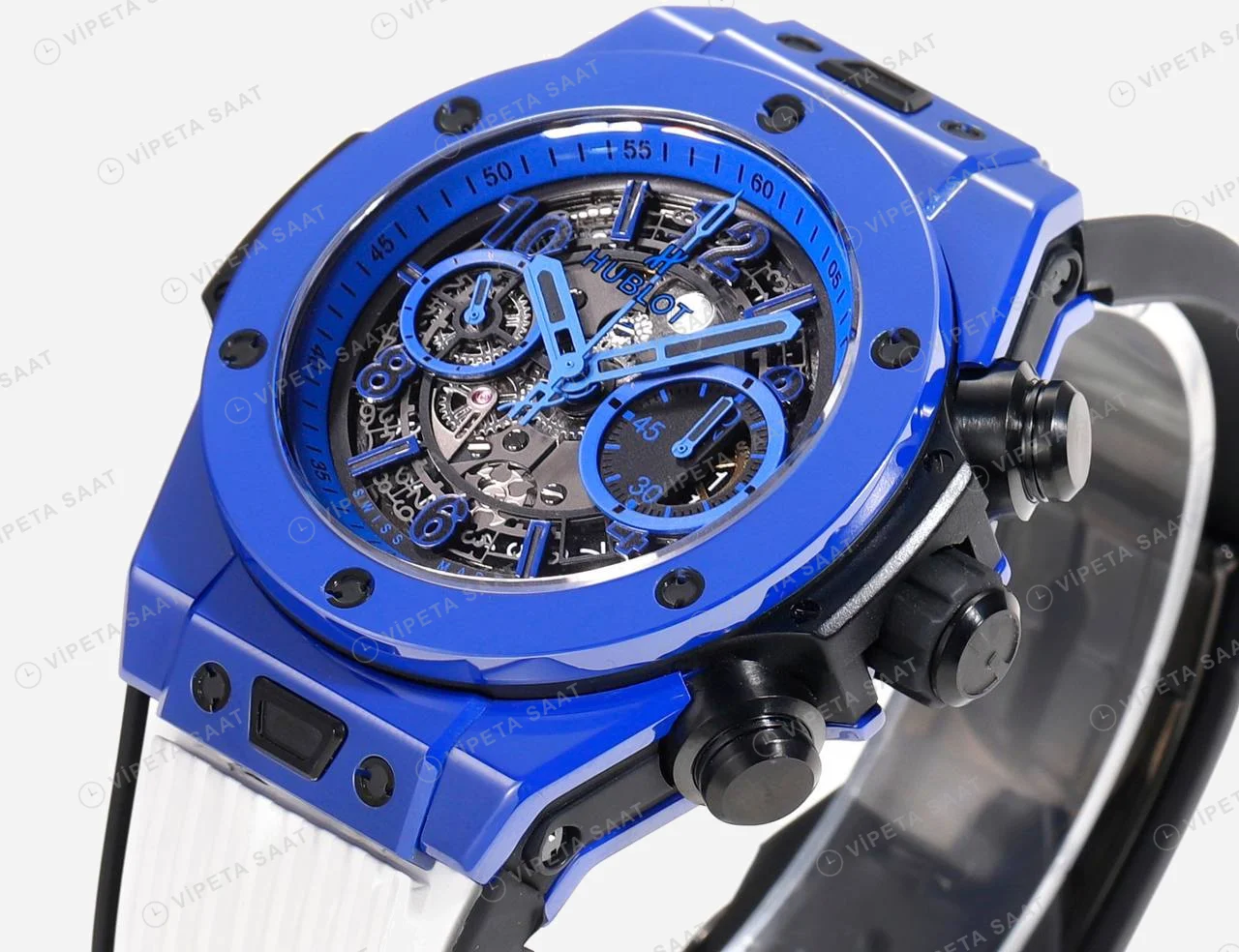 Hublot Big Bang Unico Blue Magic Kauçuk 42mm Super Clone ETA Saat detay 6