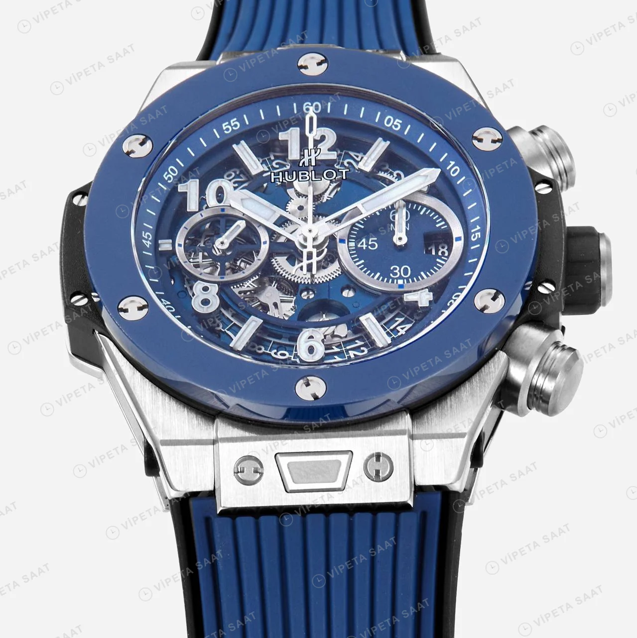 Hublot Big Bang Unico Titanium Ceramic Blue Super Clone ETA Saat detay 3