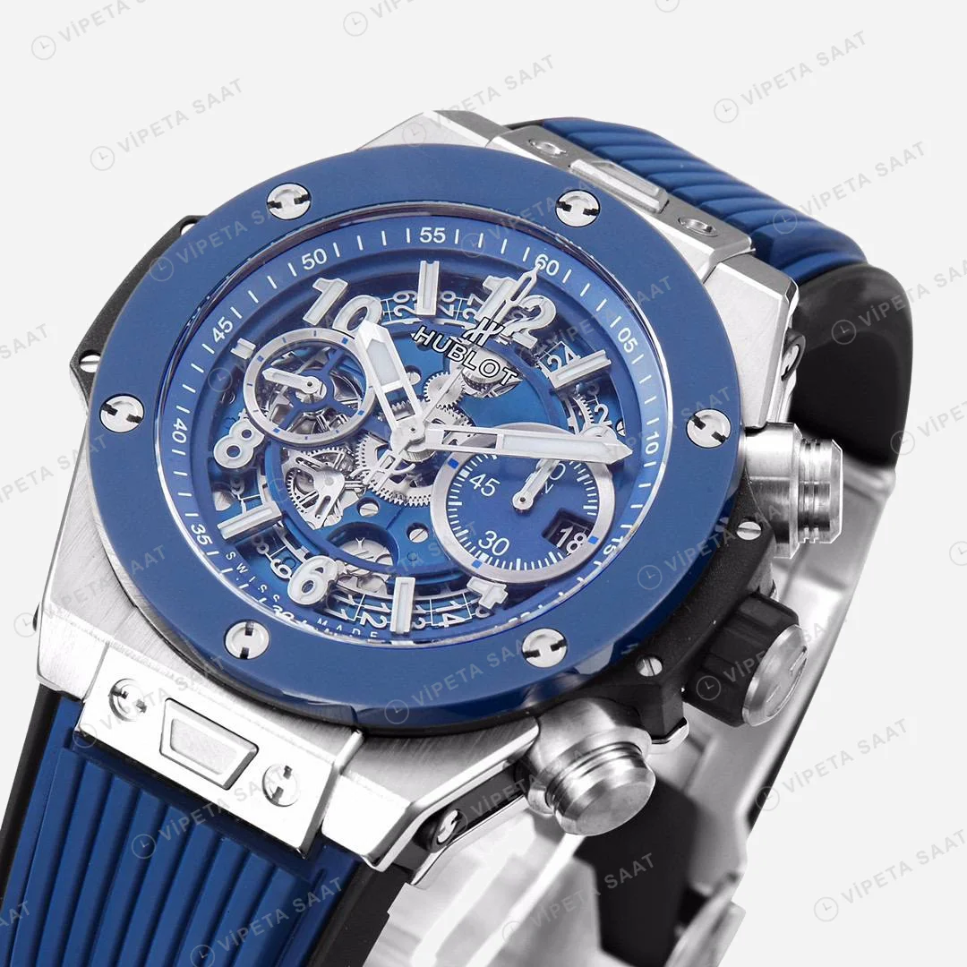 Hublot Big Bang Unico Titanium Ceramic Blue Super Clone ETA Saat detay 4