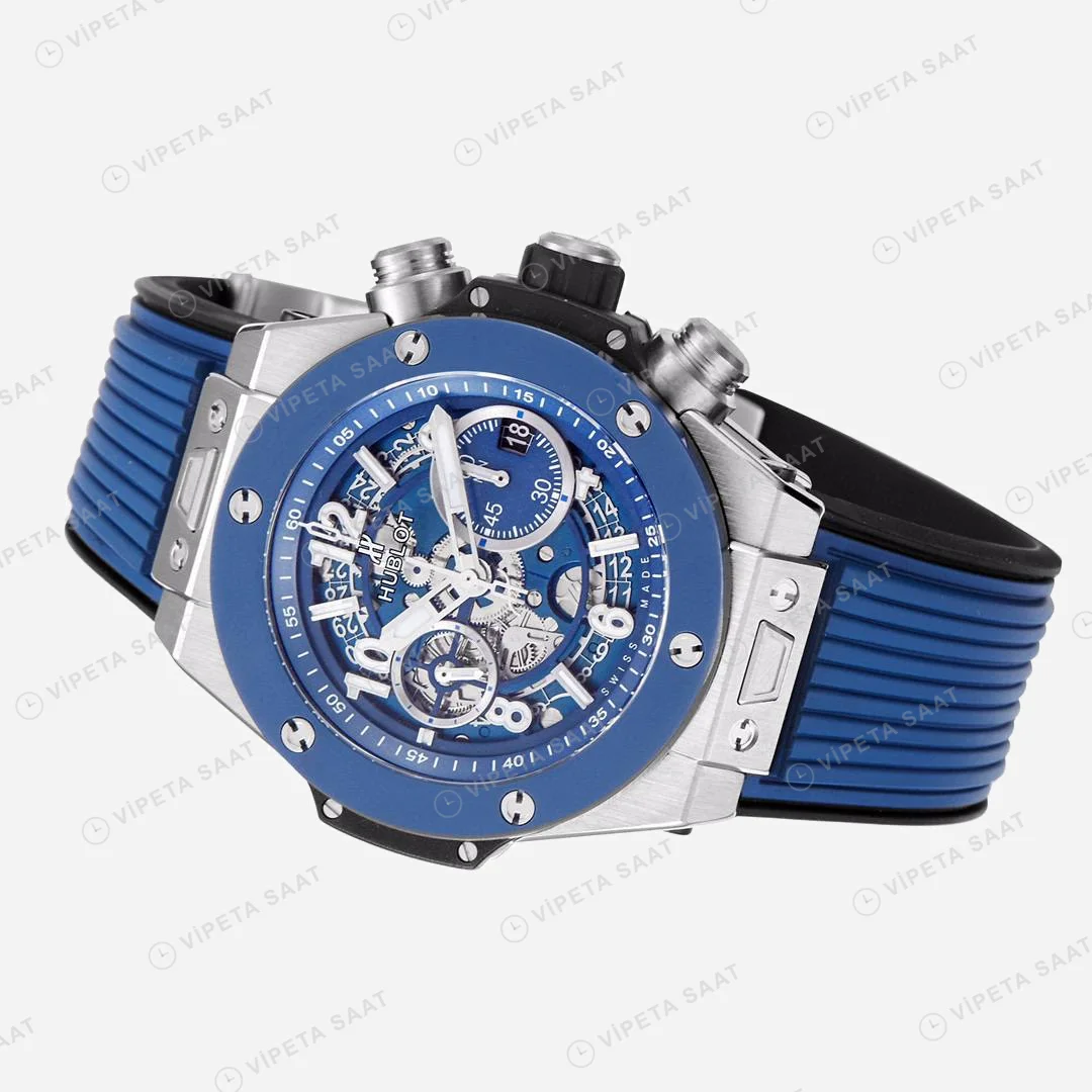 Hublot Big Bang Unico Titanium Ceramic Blue Super Clone ETA Saat detay 8