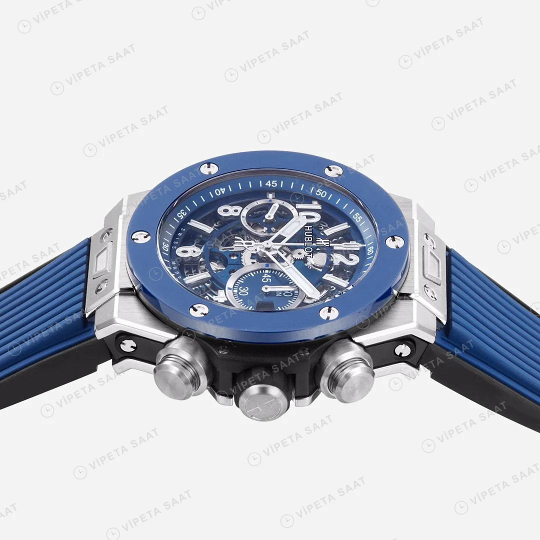 Hublot Big Bang Unico Titanium Ceramic Blue Super Clone ETA Saat detay 9