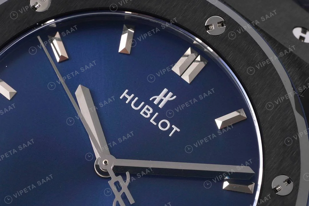 Hublot Classic Fusion Black Ceramic Blue Dial 45 Mm Super Clone ETA Saat detay 3
