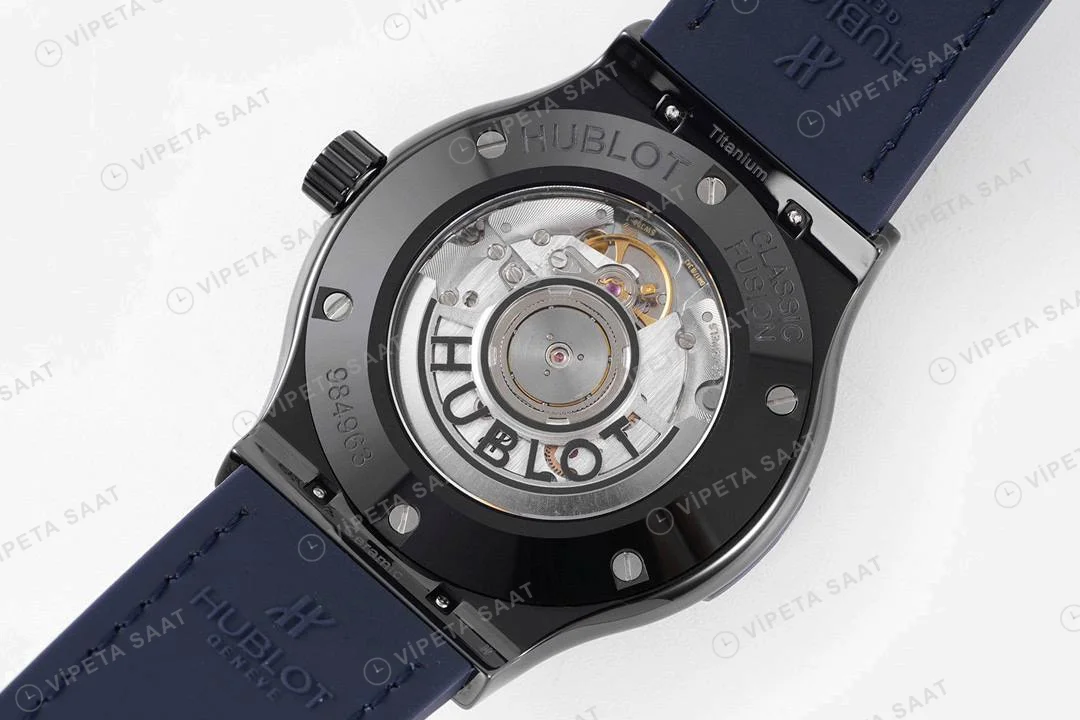 Hublot Classic Fusion Black Ceramic Blue Dial 45 Mm Super Clone ETA Saat detay 4