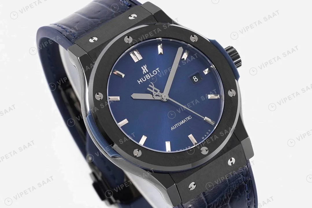 Hublot Classic Fusion Black Ceramic Blue Dial 45 Mm Super Clone ETA Saat detay 5