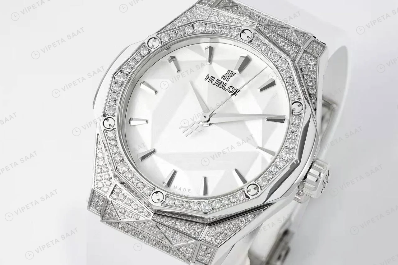Hublot Classic Fusion Orlinski Titanium White Pave Super Clone ETA Saat detay 7