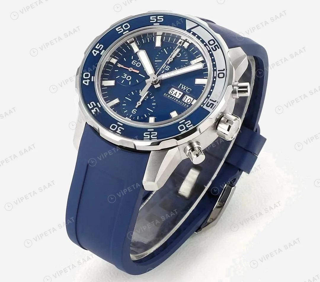 IWC Aquatimer Chronograph Blue IW376711 Super Clone ETA Saat detay 4