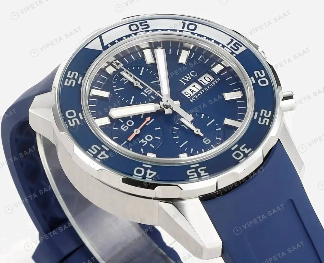IWC Aquatimer Chronograph Blue IW376711 Super Clone ETA Saat detay 5