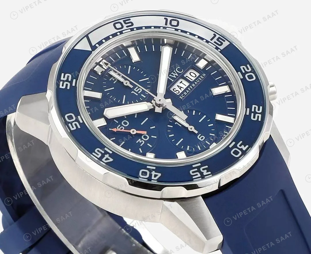 IWC Aquatimer Chronograph Blue IW376711 Super Clone ETA Saat detay 6