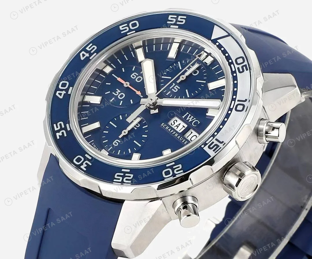 IWC Aquatimer Chronograph Blue IW376711 Super Clone ETA Saat detay 8