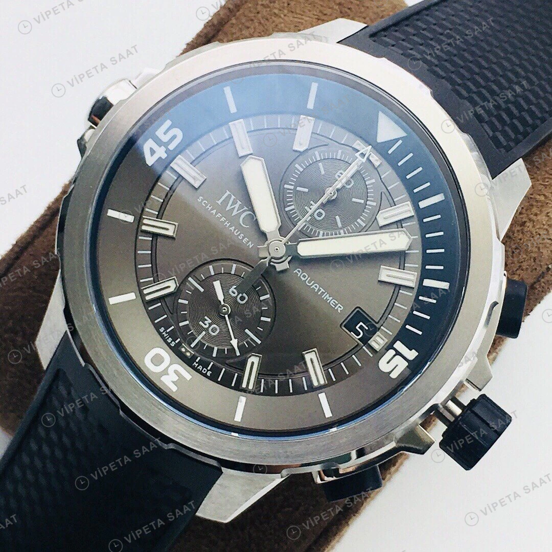 IWC Aquatimer Kronograf Gri Kadran Çelik 44mm Super Clone ETA Eta Saat detay 5