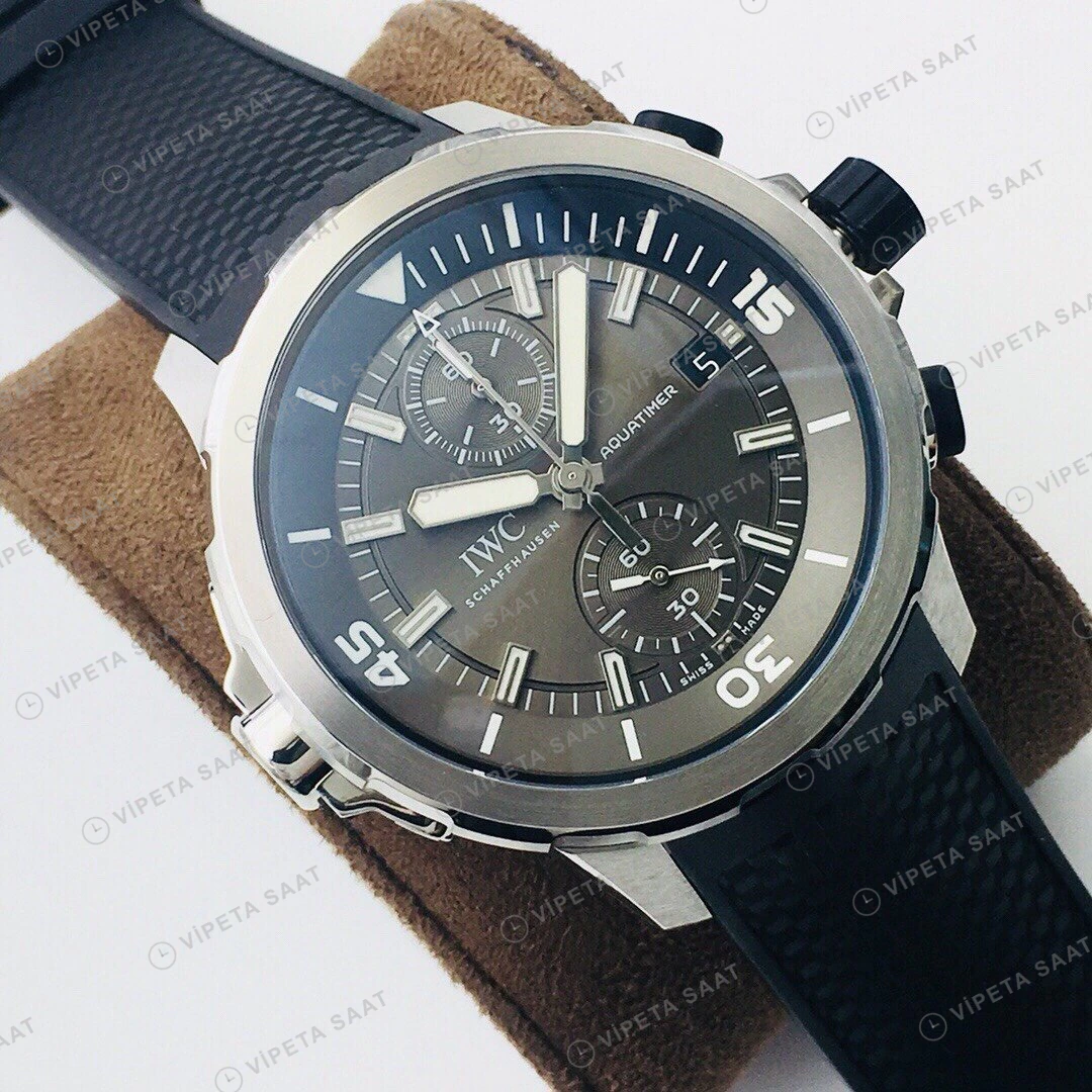IWC Aquatimer Kronograf Gri Kadran Çelik 44mm Super Clone ETA Eta Saat detay 8