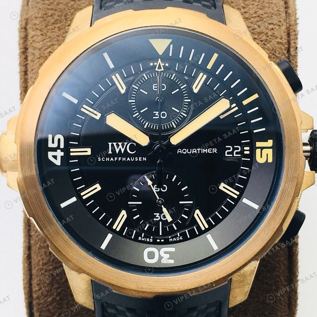 IWC Aquatimer Kronograf Siyah Kadran Bronz 44mm Super Clone ETA Eta Saat detay 5