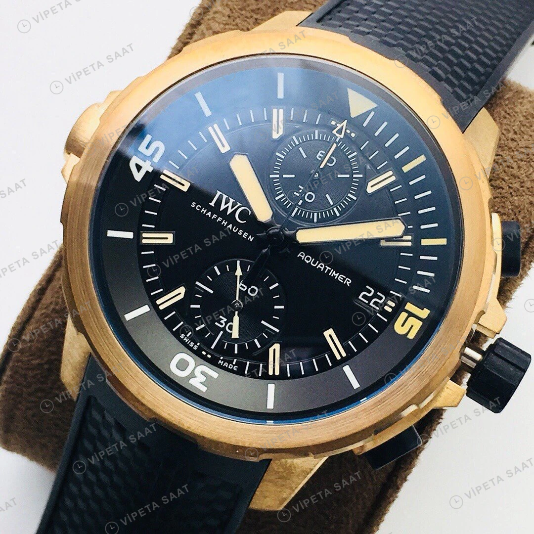 IWC Aquatimer Kronograf Siyah Kadran Bronz 44mm Super Clone ETA Eta Saat detay 7