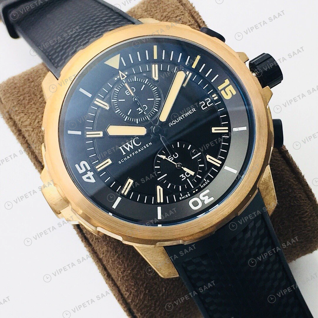 IWC Aquatimer Kronograf Siyah Kadran Bronz 44mm Super Clone ETA Eta Saat detay 8