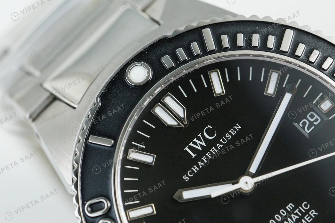 IWC Aquatimer Otomatik Siyah Kadran Çelik 42mm Super Clone ETA Eta Saat detay 5