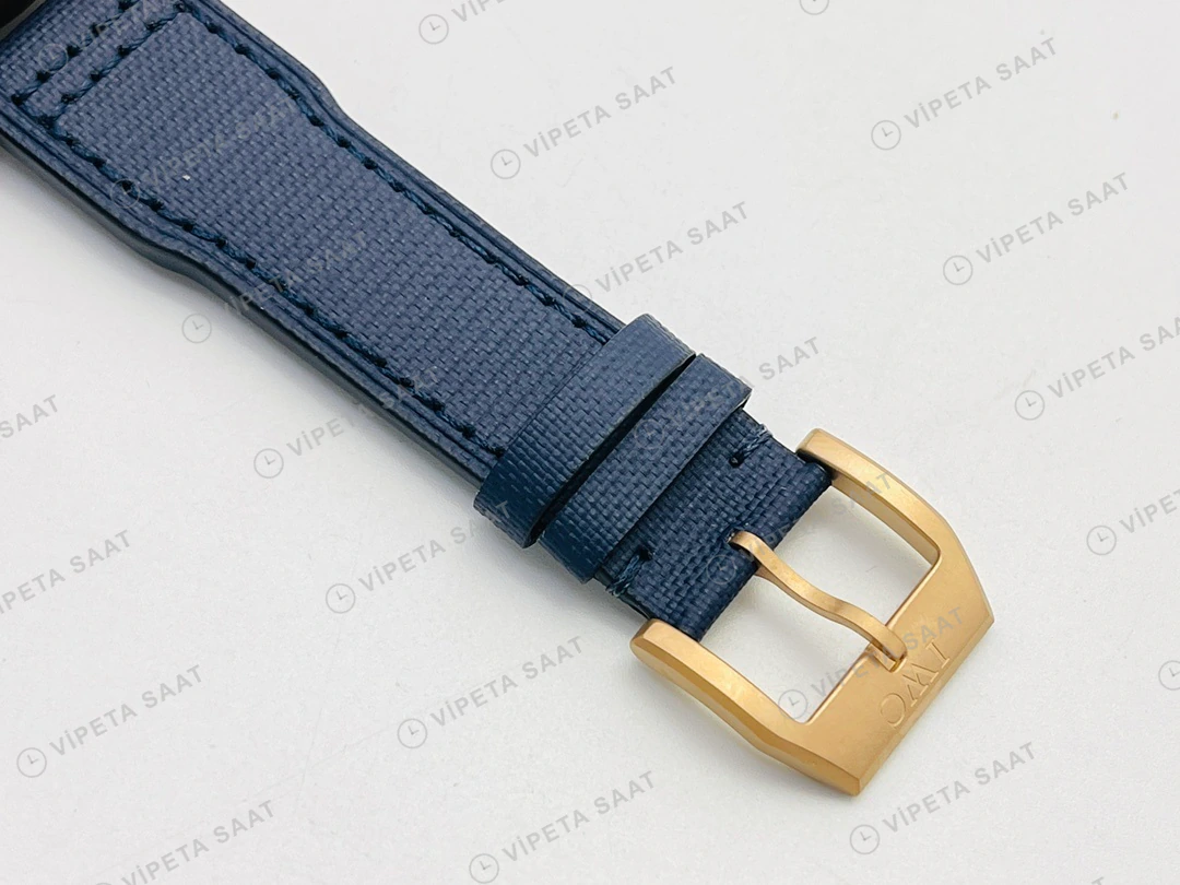 IWC Pilot Kronograf Mavi Kadran Gold Deri Kordon Super Clone ETA Eta Saat detay 4
