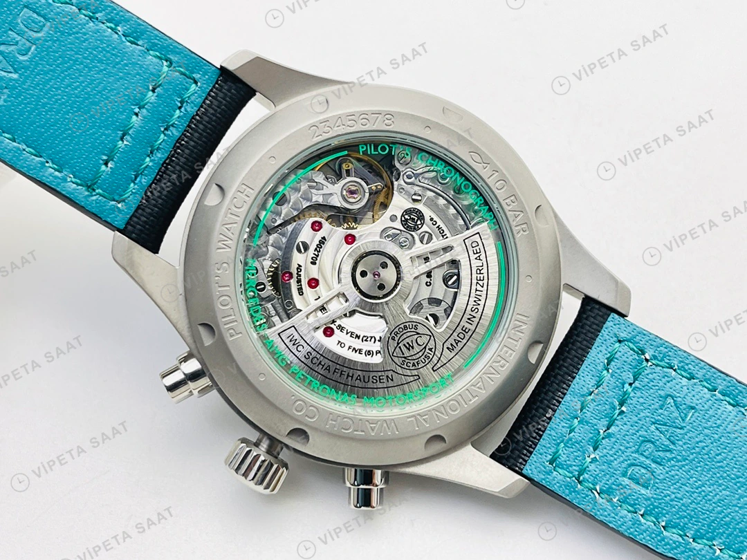 IWC Pilot Kronograf Siyah Kadran Çelik Kordon Super Clone ETA Eta Saat detay 9