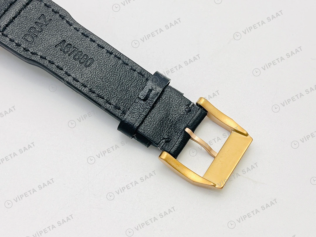 IWC Pilot Kronograf Siyah Kadran Gold Deri Kordon Super Clone ETA Eta Saat detay 4