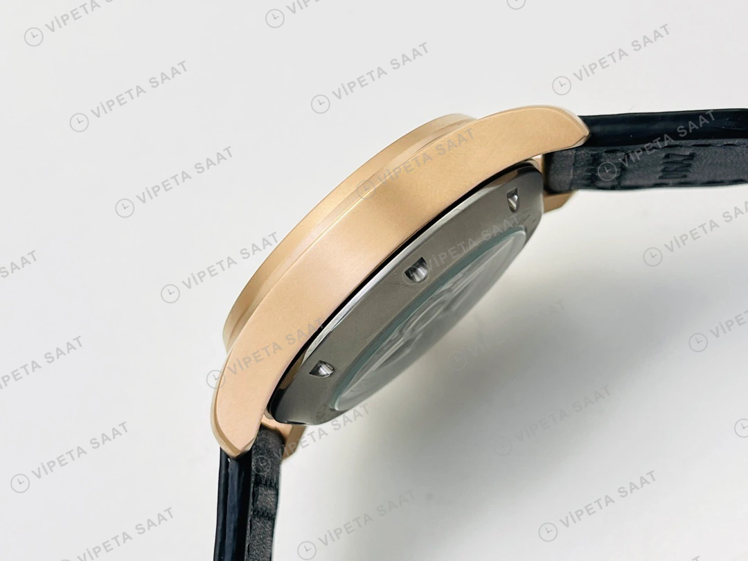 IWC Pilot Kronograf Siyah Kadran Gold Deri Kordon Super Clone ETA Eta Saat detay 5