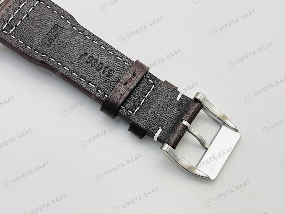 IWC Pilot Kronograf Yeşil Kadran Çelik Deri Kordon Super Clone ETA Eta Saat detay 4